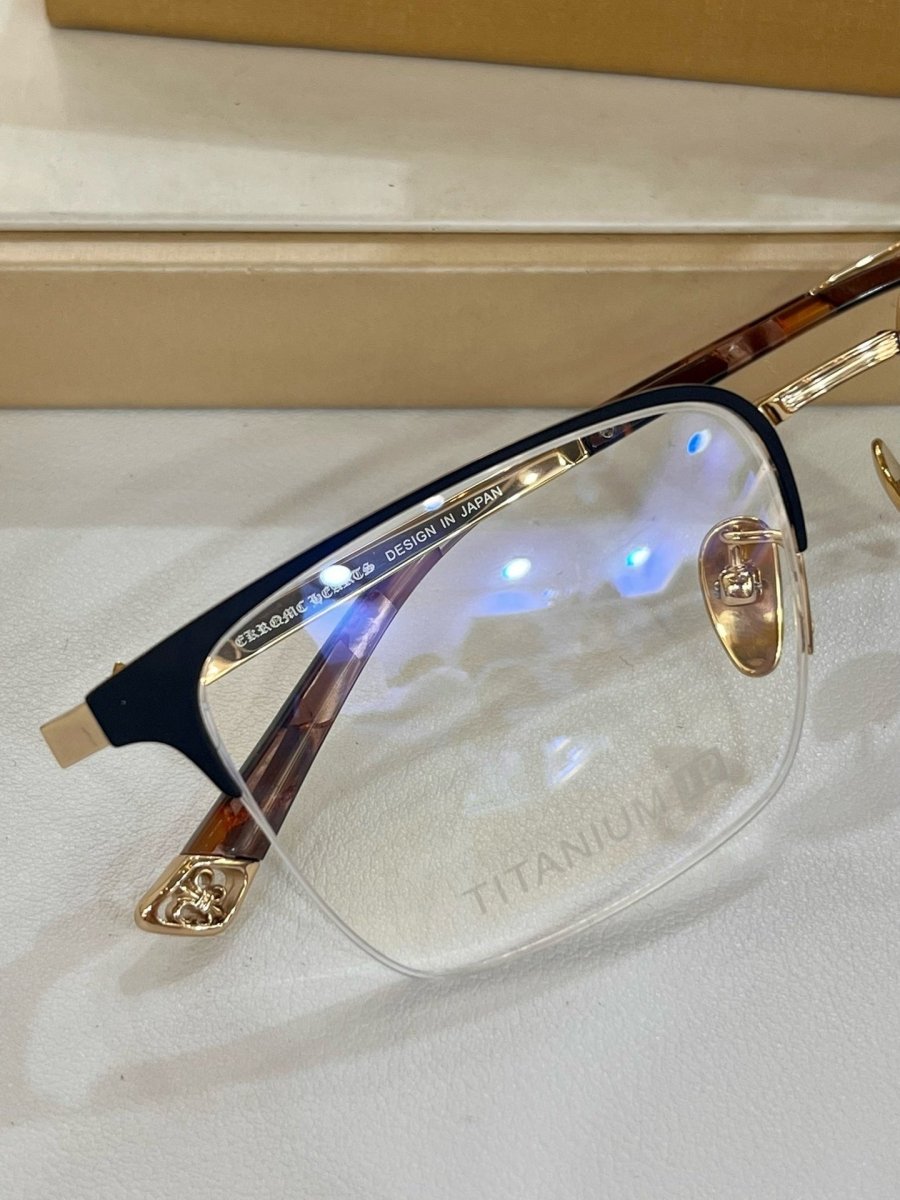 Chrome Hearts - Style Browline Glasses Square Half Rim Eyeglasses Frame Browline Prescription Glasses for Men Women CH8265 - HP eyeglasses