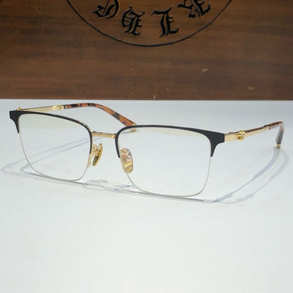 Chrome Hearts - Style Browline Glasses Square Half Rim Eyeglasses Frame Browline Prescription Glasses for Men Women CH8265 - HP eyeglasses
