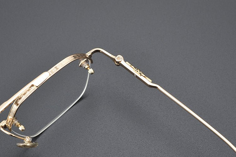 Chrome Hearts Style CH8189 Titanium Aviator Glasses – Half Rim Geometric Rectangle Frames with Double Bridge for Men & Women - HP eyeglasses