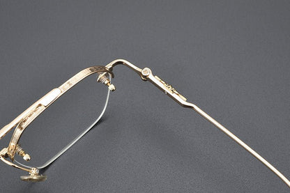 Chrome Hearts Style CH8189 Titanium Aviator Glasses – Half Rim Geometric Rectangle Frames with Double Bridge for Men & Women - HP eyeglasses