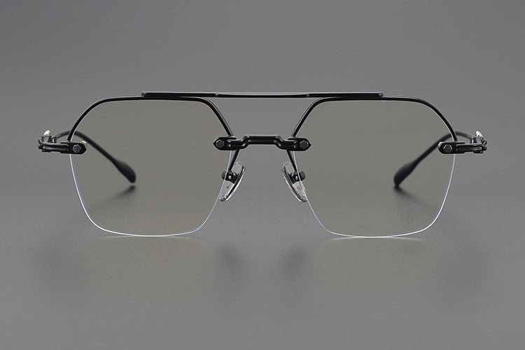 Chrome Hearts Style CH8189 Titanium Aviator Glasses – Half Rim Geometric Rectangle Frames with Double Bridge for Men & Women - HP eyeglasses