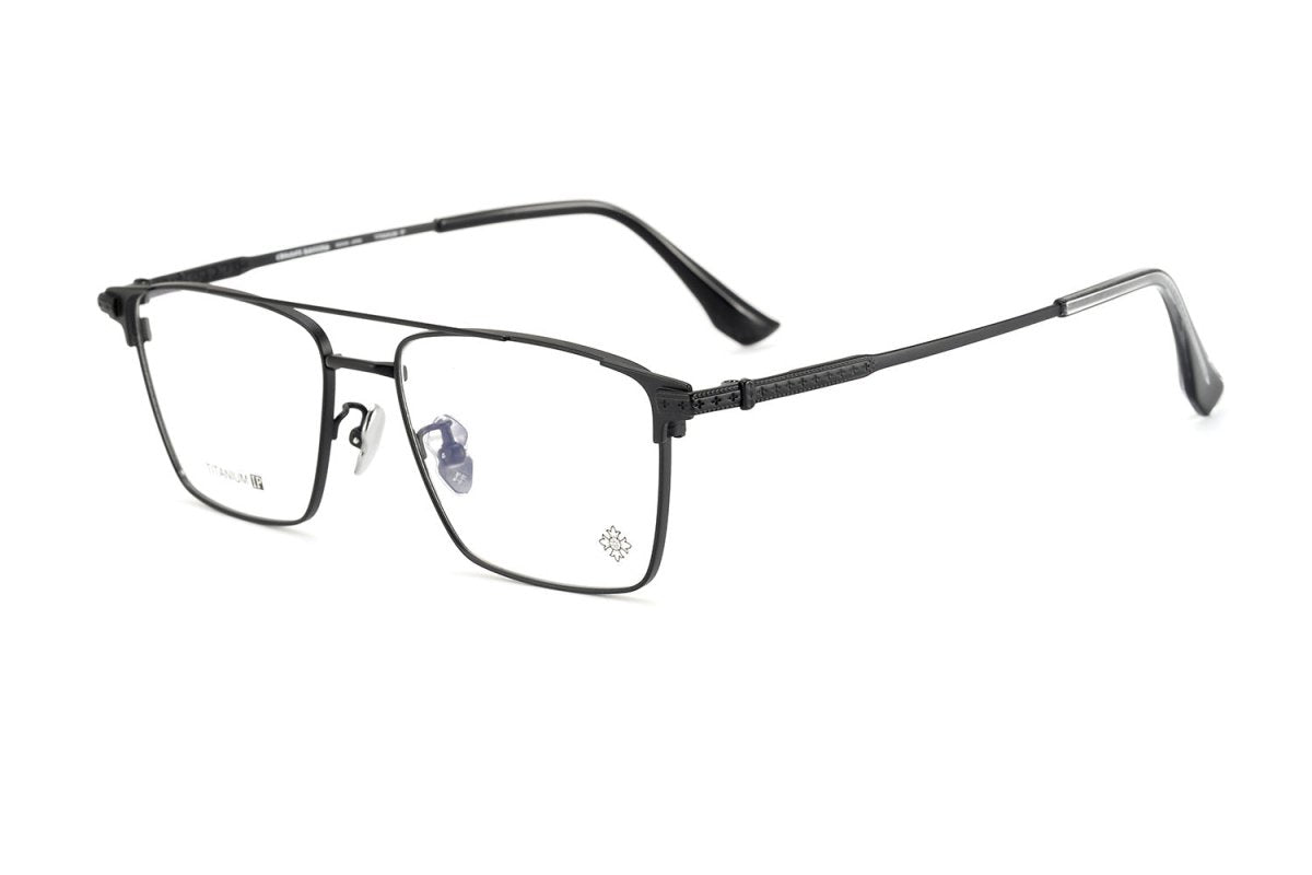 Chrome Hearts-Style Double Bridge Titanium Glasses Square Eyeglasses Lightweight Full Rim Prescription Frame CH5401 - HP eyeglasses