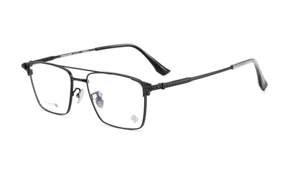 Chrome Hearts-Style Double Bridge Titanium Glasses Square Eyeglasses Lightweight Full Rim Prescription Frame CH5401 - HP eyeglasses