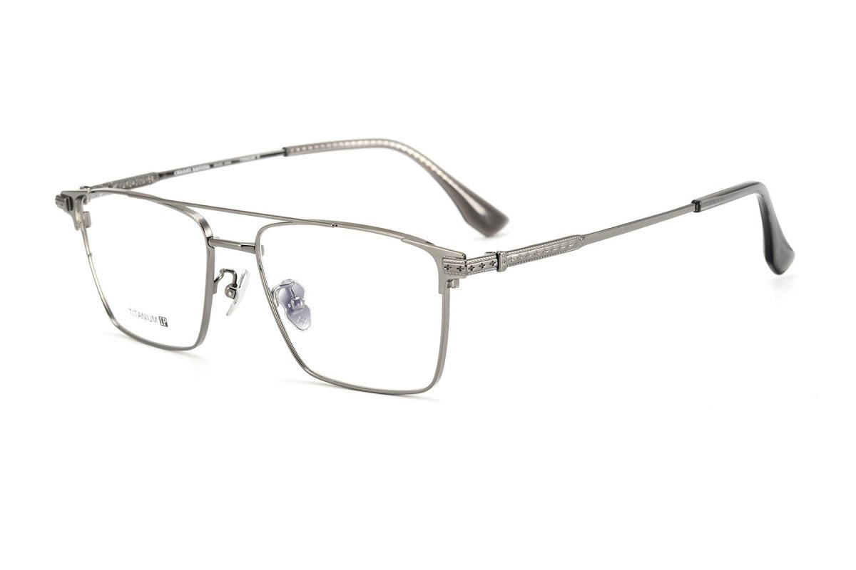Chrome Hearts-Style Double Bridge Titanium Glasses Square Eyeglasses Lightweight Full Rim Prescription Frame CH5401 - HP eyeglasses
