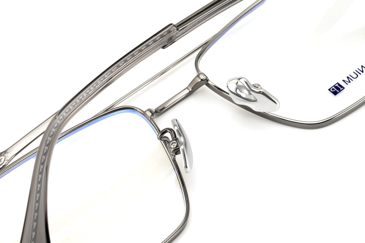 Chrome Hearts-Style Double Bridge Titanium Glasses Square Eyeglasses Lightweight Full Rim Prescription Frame CH5401 - HP eyeglasses