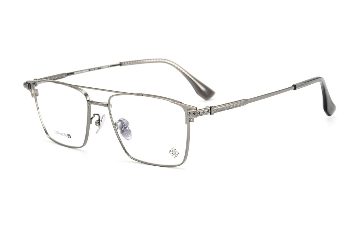 Chrome Hearts-Style Double Bridge Titanium Glasses Square Eyeglasses Lightweight Full Rim Prescription Frame CH5401 - HP eyeglasses