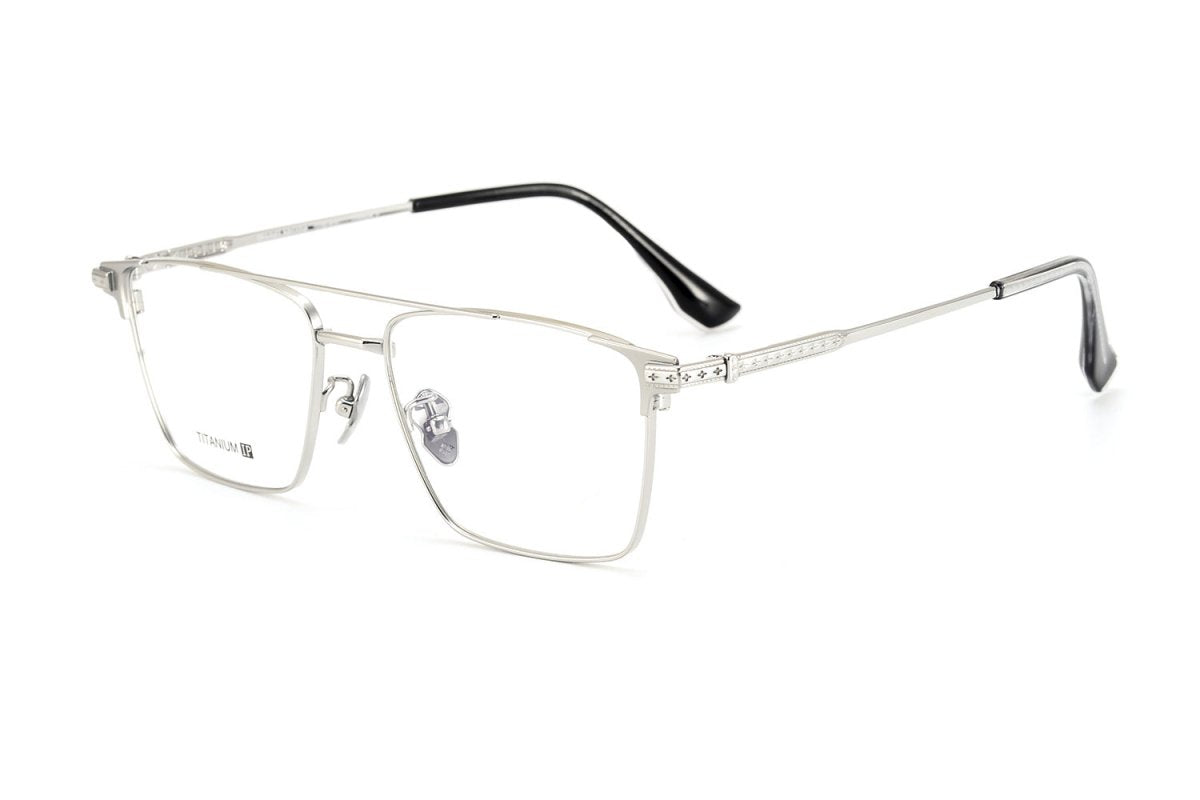 Chrome Hearts-Style Double Bridge Titanium Glasses Square Eyeglasses Lightweight Full Rim Prescription Frame CH5401 - HP eyeglasses