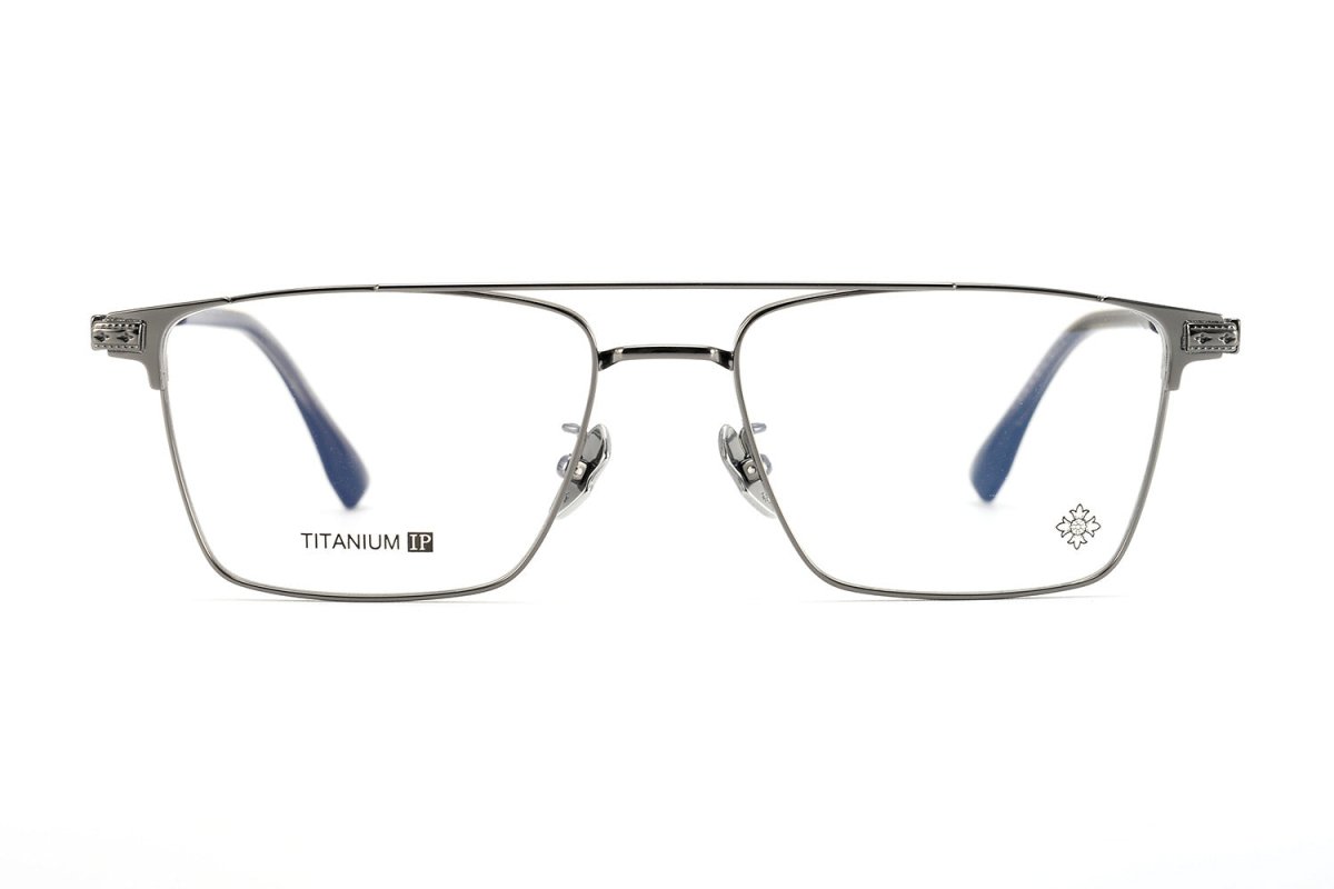 Chrome Hearts-Style Double Bridge Titanium Glasses Square Eyeglasses Lightweight Full Rim Prescription Frame CH5401 - HP eyeglasses