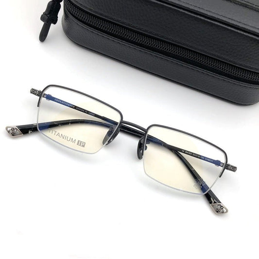 Chrome Hearts - Style Half Rim Titanium Eyeglasses – Ultra Lightweight Designer Business Optical Frame CH8031 - HP eyeglasses