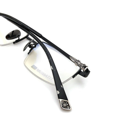 Chrome Hearts - Style Half Rim Titanium Eyeglasses – Ultra Lightweight Designer Business Optical Frame CH8031 - HP eyeglasses
