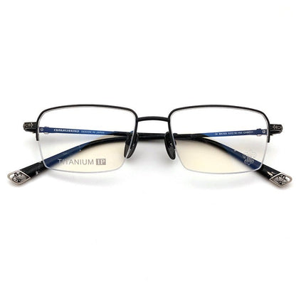Chrome Hearts - Style Half Rim Titanium Eyeglasses – Ultra Lightweight Designer Business Optical Frame CH8031 - HP eyeglasses