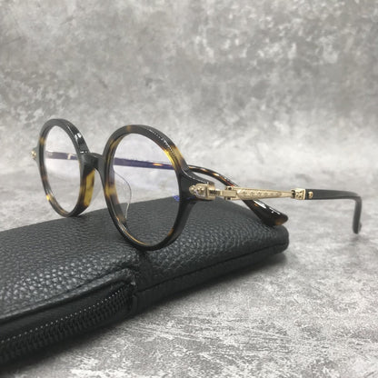 Chrome Hearts - Style Japanese Round Glasses Acetate Titanium Eyeglasses Retro Designer Optical Frame Unisex CH8165 - HP eyeglasses