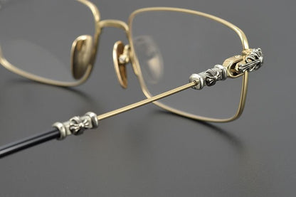 Chrome Hearts Style Punk Gothic Titanium Glasses Frames | CH8201 Business Square Pure Titanium Eyeglasses for Men & Women - HP eyeglasses