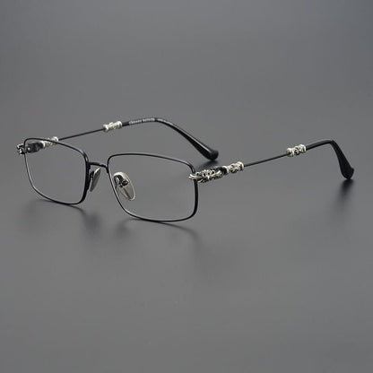 Chrome Hearts Style Punk Gothic Titanium Glasses Frames | CH8201 Business Square Pure Titanium Eyeglasses for Men & Women - HP eyeglasses