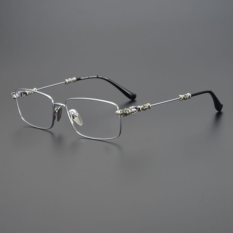 Chrome Hearts Style Punk Gothic Titanium Glasses Frames | CH8201 Business Square Pure Titanium Eyeglasses for Men & Women - HP eyeglasses
