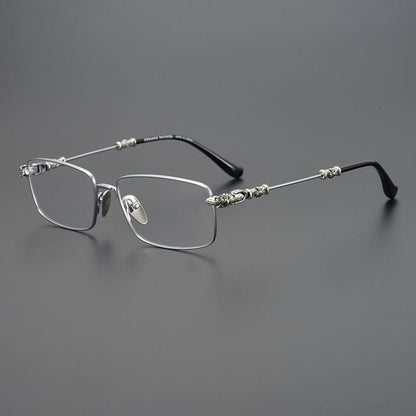 Chrome Hearts Style Punk Gothic Titanium Glasses Frames | CH8201 Business Square Pure Titanium Eyeglasses for Men & Women - HP eyeglasses