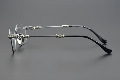 Chrome Hearts Style Punk Gothic Titanium Glasses Frames | CH8201 Business Square Pure Titanium Eyeglasses for Men & Women - HP eyeglasses