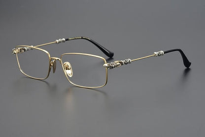 Chrome Hearts Style Punk Gothic Titanium Glasses Frames | CH8201 Business Square Pure Titanium Eyeglasses for Men & Women - HP eyeglasses