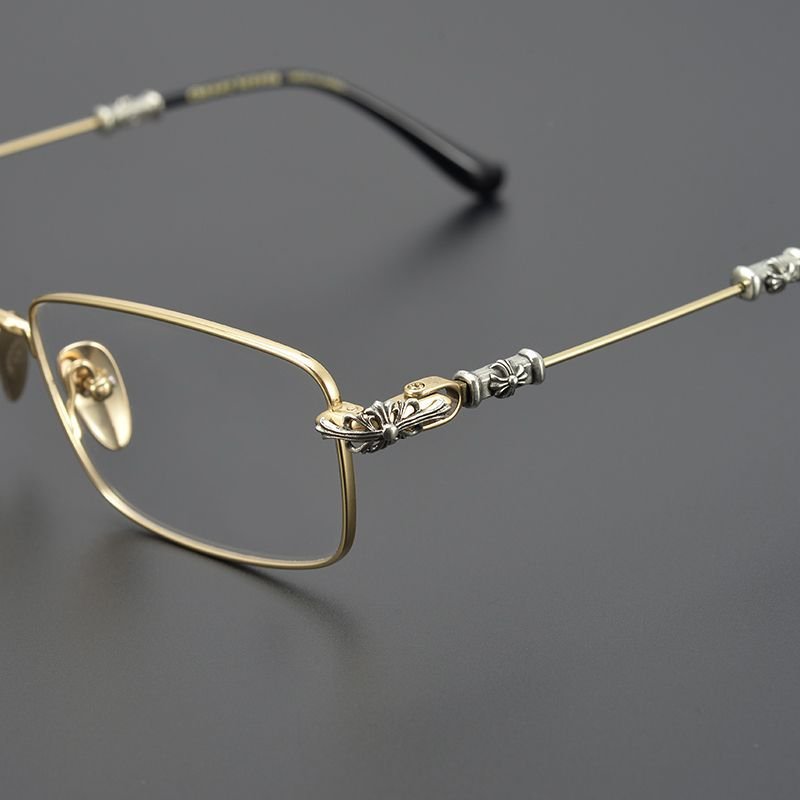 Chrome Hearts Style Punk Gothic Titanium Glasses Frames | CH8201 Business Square Pure Titanium Eyeglasses for Men & Women - HP eyeglasses