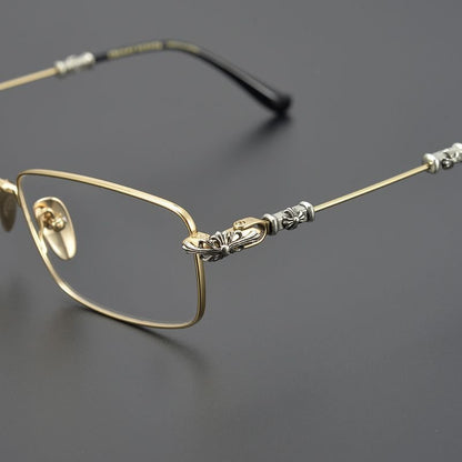 Chrome Hearts Style Punk Gothic Titanium Glasses Frames | CH8201 Business Square Pure Titanium Eyeglasses for Men & Women - HP eyeglasses