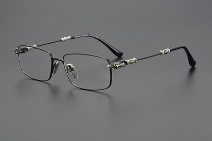 Chrome Hearts Style Punk Gothic Titanium Glasses Frames | CH8201 Business Square Pure Titanium Eyeglasses for Men & Women - HP eyeglasses