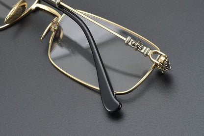 Chrome Hearts Style Punk Gothic Titanium Glasses Frames | CH8201 Business Square Pure Titanium Eyeglasses for Men & Women - HP eyeglasses