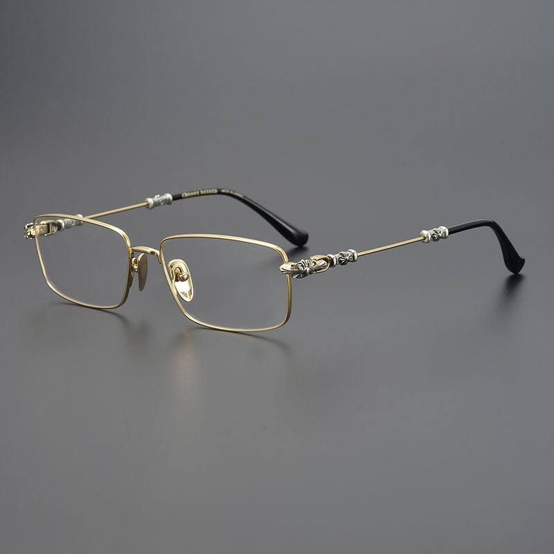 Chrome Hearts Style Punk Gothic Titanium Glasses Frames | CH8201 Business Square Pure Titanium Eyeglasses for Men & Women - HP eyeglasses