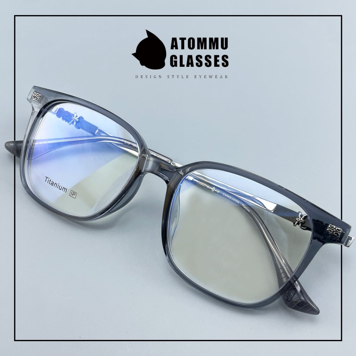 Chrome Hearts Style Pure Titanium Acetate Glasses Frame | Oversized Full Frame Square Eyewear for Men & Women – Retro Black High Prescription Ready - HP eyeglasses