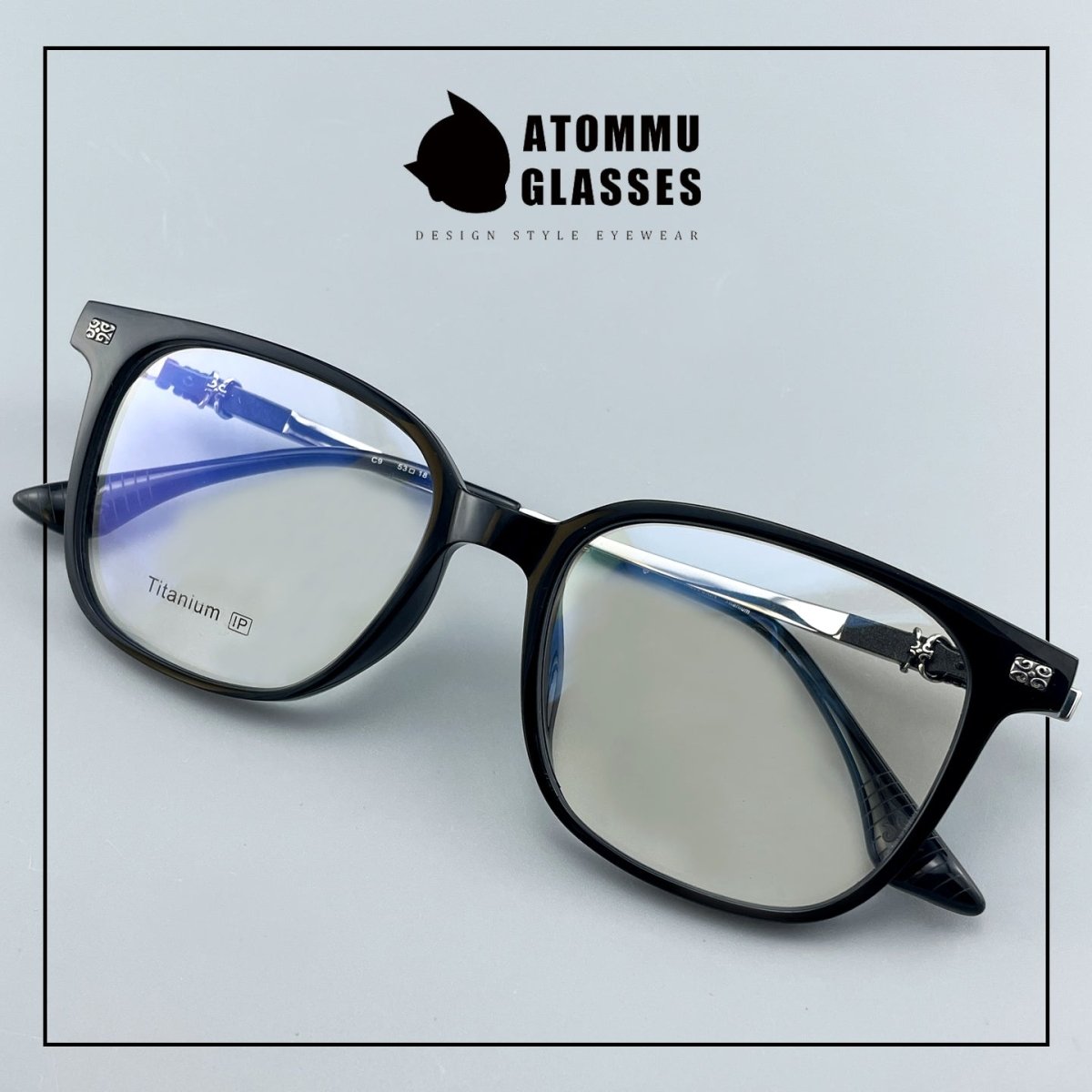 Chrome Hearts Style Pure Titanium Acetate Glasses Frame | Oversized Full Frame Square Eyewear for Men & Women – Retro Black High Prescription Ready - HP eyeglasses