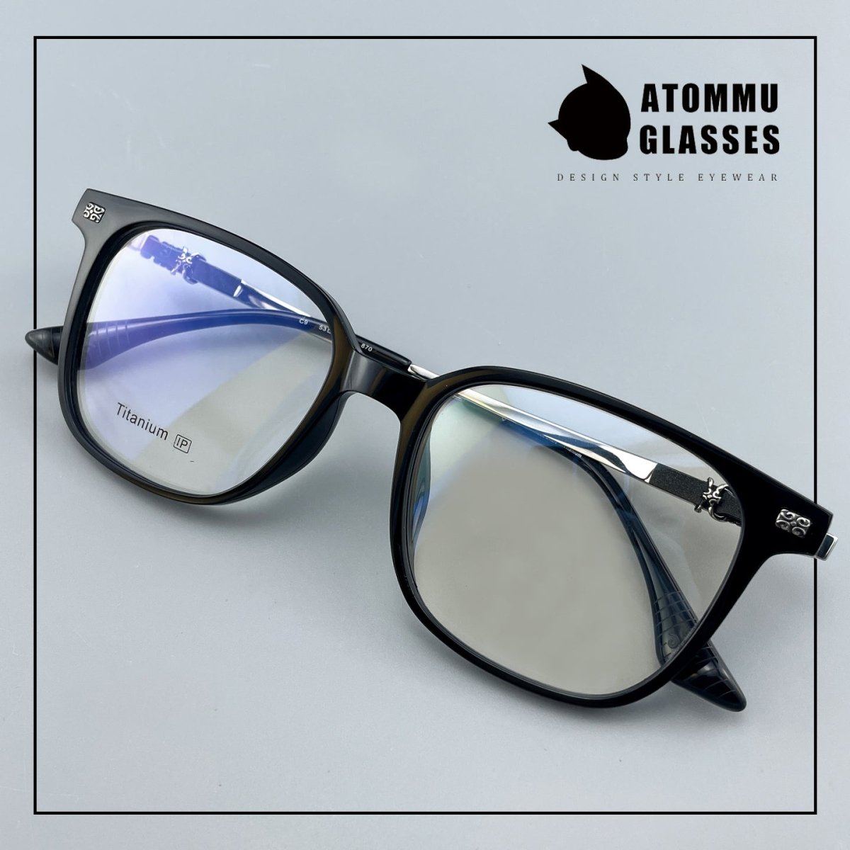 Chrome Hearts Style Pure Titanium Acetate Glasses Frame | Oversized Full Frame Square Eyewear for Men & Women – Retro Black High Prescription Ready - HP eyeglasses