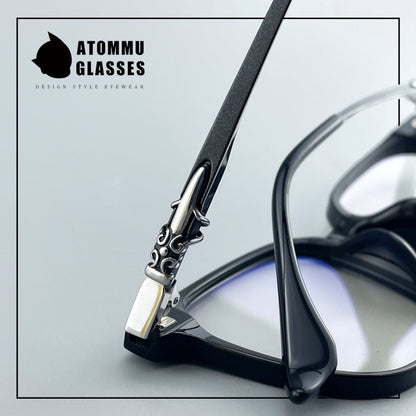 Chrome Hearts Style Pure Titanium Acetate Glasses Frame | Oversized Full Frame Square Eyewear for Men & Women – Retro Black High Prescription Ready - HP eyeglasses