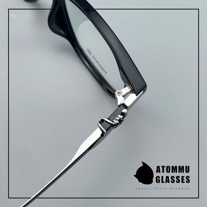 Chrome Hearts Style Pure Titanium Acetate Glasses Frame | Oversized Full Frame Square Eyewear for Men & Women – Retro Black High Prescription Ready - HP eyeglasses