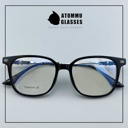 Chrome Hearts Style Pure Titanium Acetate Glasses Frame | Oversized Full Frame Square Eyewear for Men & Women – Retro Black High Prescription Ready - HP eyeglasses