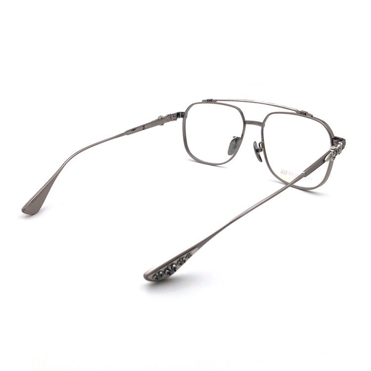 Chrome Hearts-Style Pure Titanium Aviator Glasses 54mm Double Bridge Navigator Frame with Fleur-de-Lis & Dagger Details CH8032 - HP eyeglasses