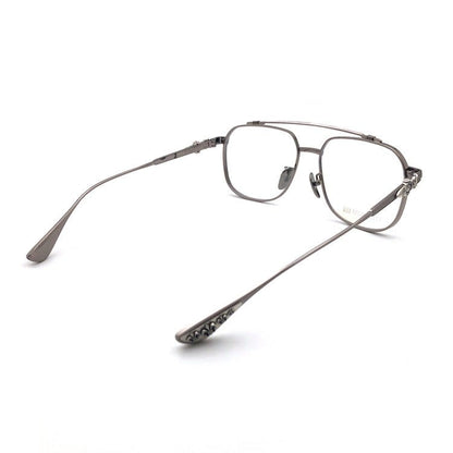 Chrome Hearts-Style Pure Titanium Aviator Glasses 54mm Double Bridge Navigator Frame with Fleur-de-Lis & Dagger Details CH8032 - HP eyeglasses