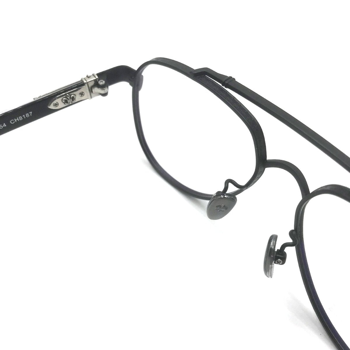Chrome Hearts-Style Pure Titanium Aviator Glasses 59mm Double Bridge Navigator Frame with Gothic Cross Details CH8187 - HP eyeglasses