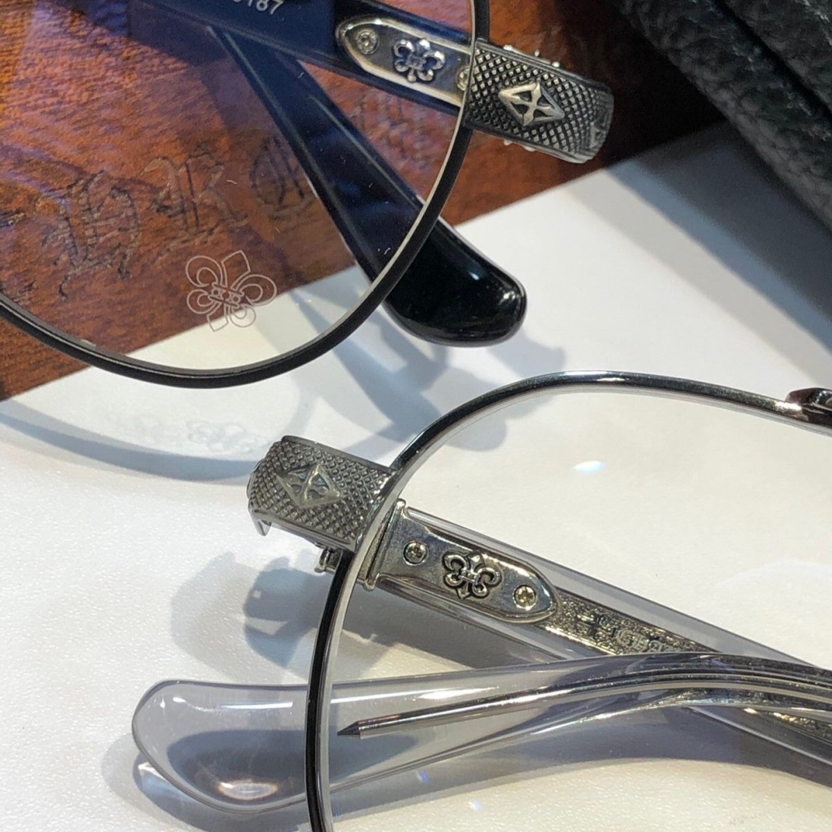 Chrome Hearts-Style Pure Titanium Aviator Glasses 59mm Double Bridge Navigator Frame with Gothic Cross Details CH8187 - HP eyeglasses