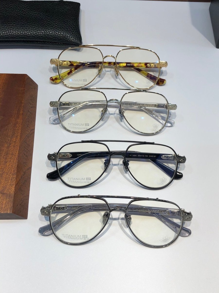 Chrome Hearts-Style Pure Titanium Aviator Glasses 59mm Double Bridge Navigator Frame with Gothic Cross Details CH8187 - HP eyeglasses