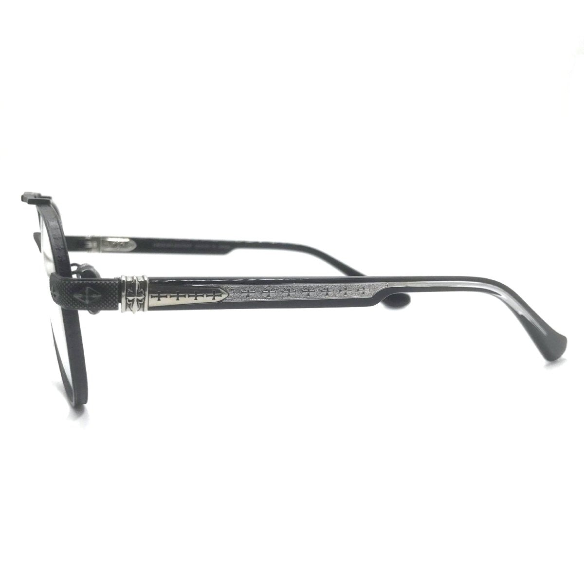Chrome Hearts-Style Pure Titanium Aviator Glasses 59mm Double Bridge Navigator Frame with Gothic Cross Details CH8187 - HP eyeglasses