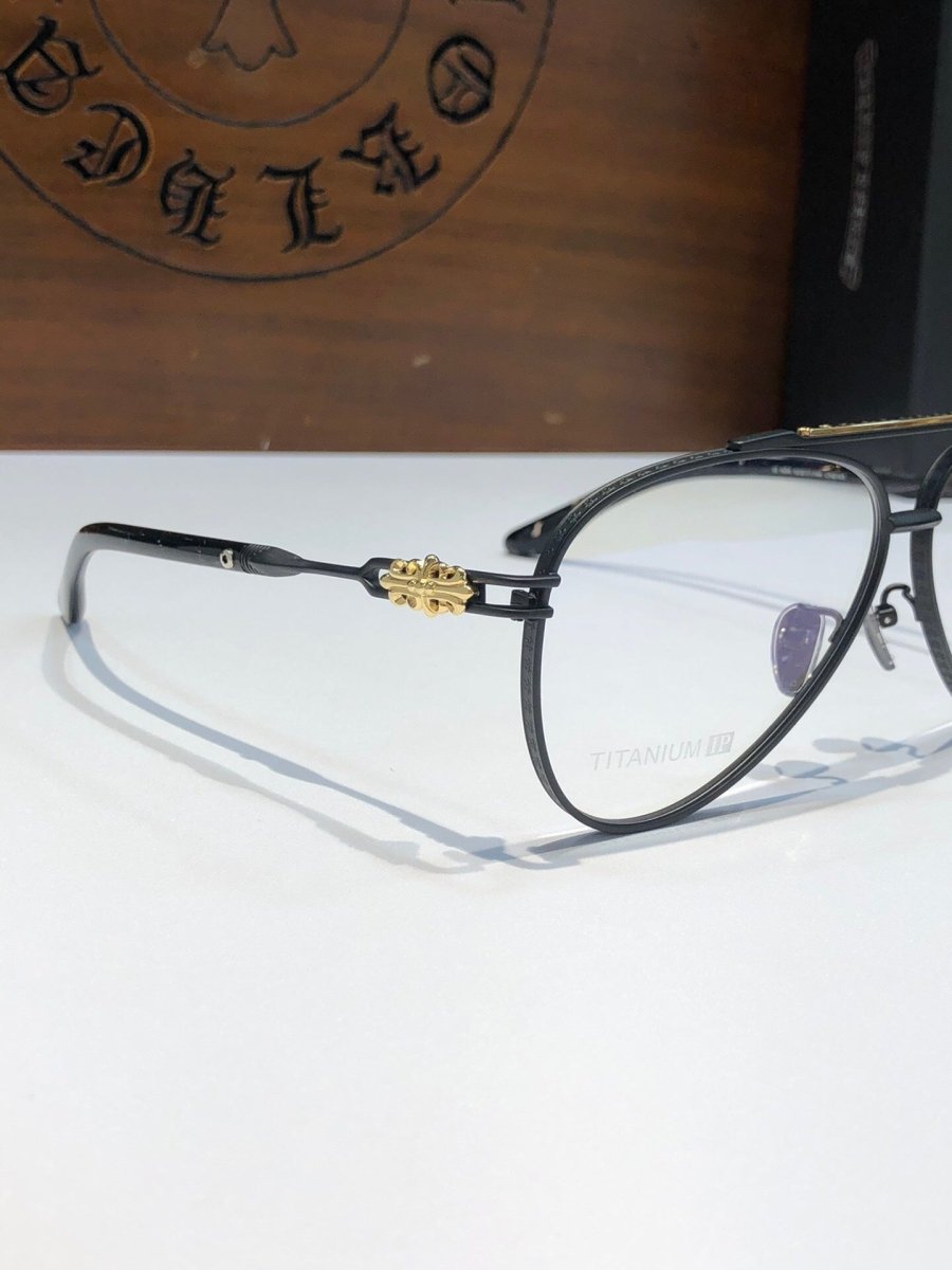 Chrome Hearts-Style Pure Titanium Aviator Glasses 62mm Double Bridge Navigator Frame with Fleur-de-Lis Engraved Temples CH8186 - HP eyeglasses