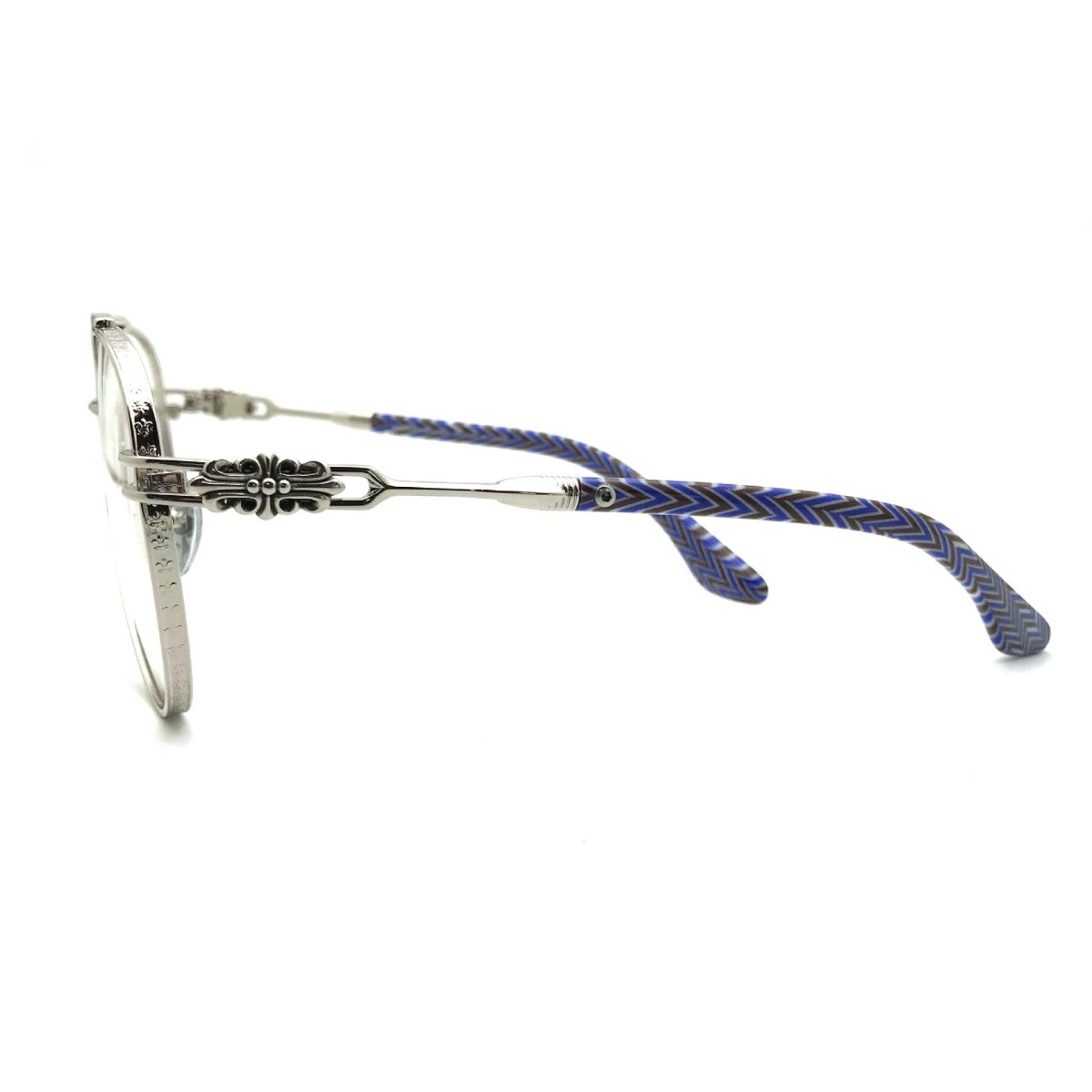 Chrome Hearts-Style Pure Titanium Aviator Glasses 62mm Double Bridge Navigator Frame with Fleur-de-Lis Engraved Temples CH8186 - HP eyeglasses