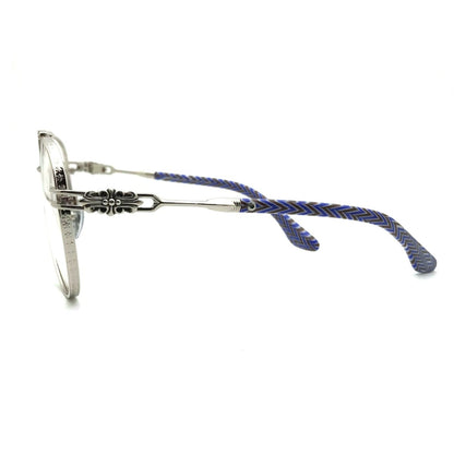 Chrome Hearts-Style Pure Titanium Aviator Glasses 62mm Double Bridge Navigator Frame with Fleur-de-Lis Engraved Temples CH8186 - HP eyeglasses