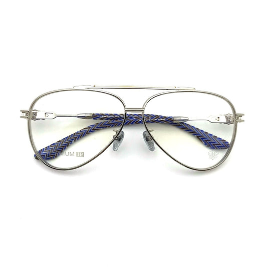 Chrome Hearts-Style Pure Titanium Aviator Glasses 62mm Double Bridge Navigator Frame with Fleur-de-Lis Engraved Temples CH8186 - HP eyeglasses