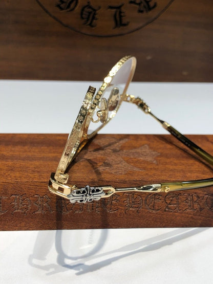 Chrome Hearts-Style Pure Titanium Aviator Glasses 62mm Double Bridge Navigator Frame with Fleur-de-Lis Engraved Temples CH8186 - HP eyeglasses