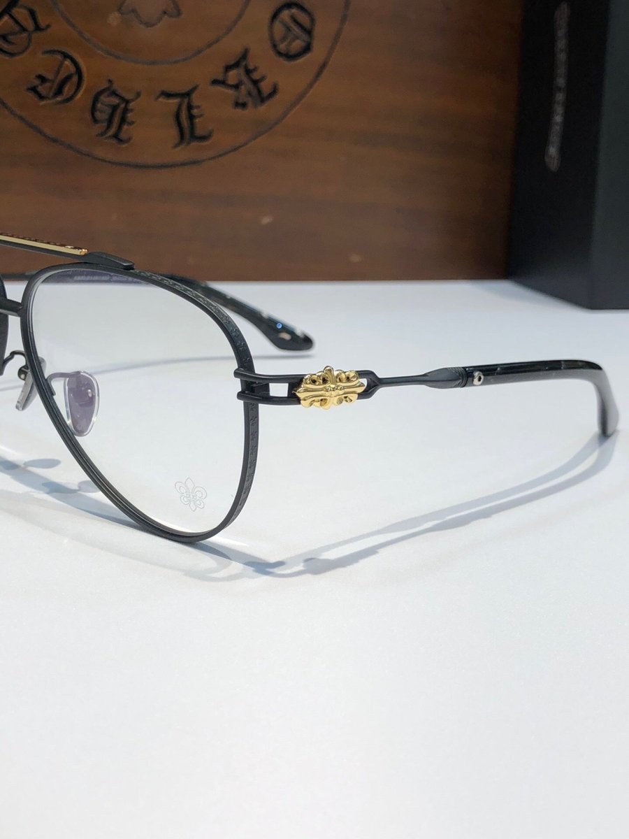 Chrome Hearts-Style Pure Titanium Aviator Glasses 62mm Double Bridge Navigator Frame with Fleur-de-Lis Engraved Temples CH8186 - HP eyeglasses