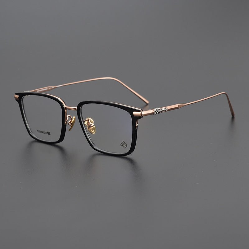 Chrome Hearts Style Retro Black Square Glasses – Ultra - Light Pure Titanium Full Rim Eyeglass Frame for Men & Women - HP eyeglasses