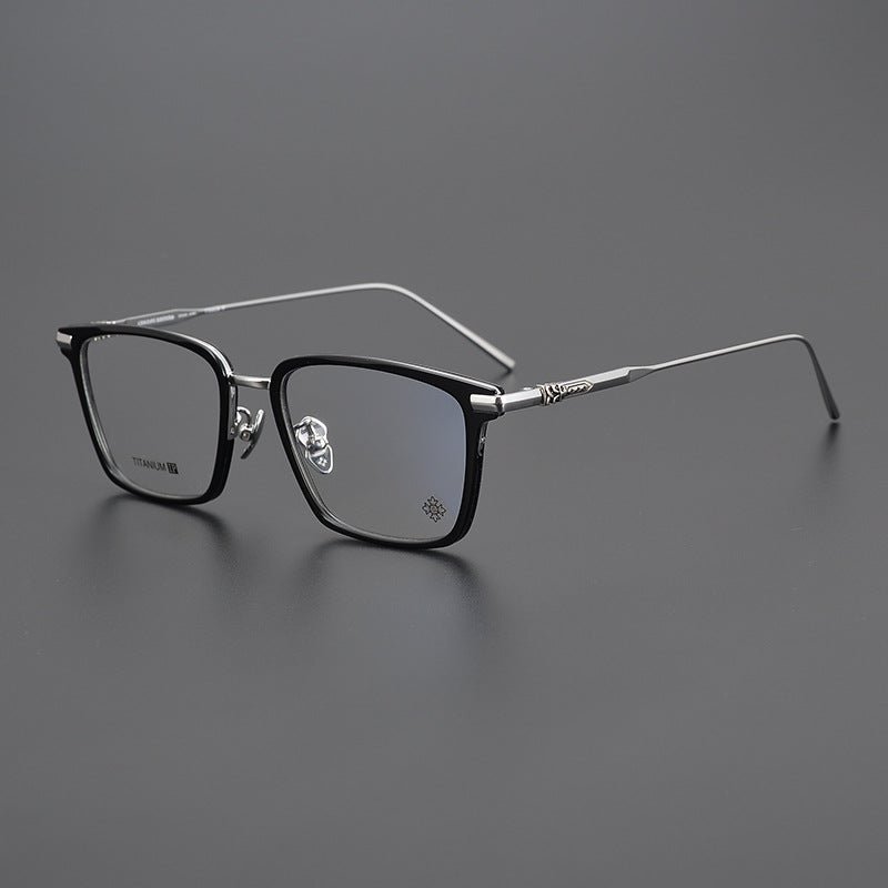 Chrome Hearts Style Retro Black Square Glasses – Ultra - Light Pure Titanium Full Rim Eyeglass Frame for Men & Women - HP eyeglasses