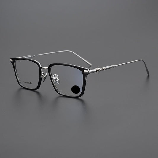 Chrome Hearts Style Retro Black Square Glasses – Ultra - Light Pure Titanium Full Rim Eyeglass Frame for Men & Women - HP eyeglasses