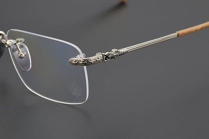 Chrome Hearts Style Rimless Glasses for Men - Pure Titanium Frame - EO - 8085 - HP eyeglasses