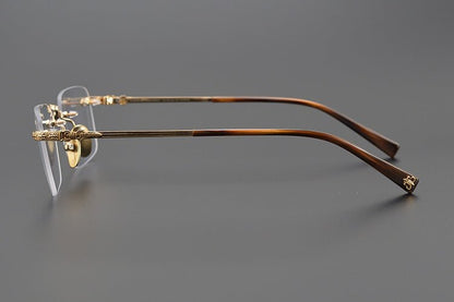 Chrome Hearts Style Rimless Glasses for Men - Pure Titanium Frame - EO - 8085 - HP eyeglasses